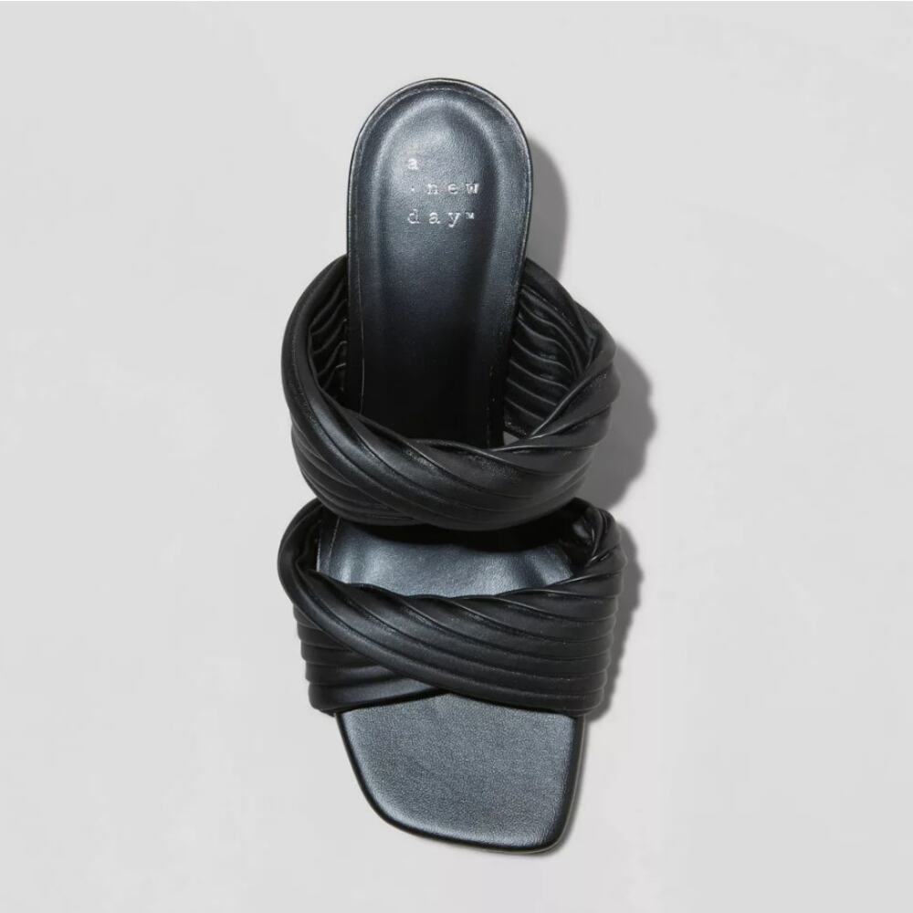 NEW A New Day Women's Jessa Mule Heels Slide Open Toe Sandals - Black Size 6.5 - Picture 7 of 8